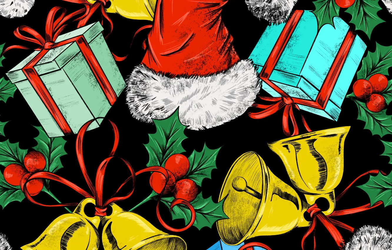 Photo wallpaper background, gift, new year, Christmas, composition, decorative