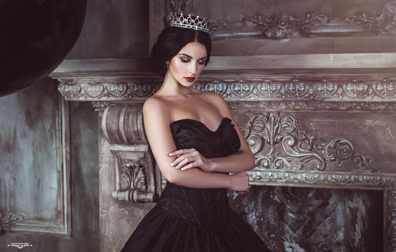 Photo wallpaper Gothic, model, beautiful, black dress, Queen, sad, dark, Alla Berger
