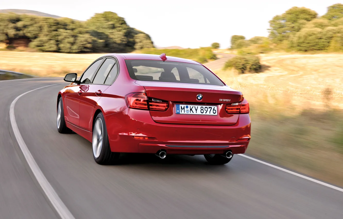 Photo wallpaper machine, red, turn, BMW, day, sedan, in motion, Boomer