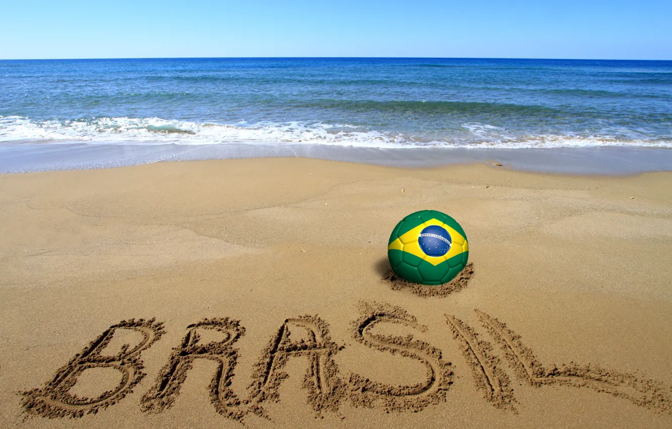 Photo wallpaper sand, sea, beach, football, the ball, beach, Brazil, sand