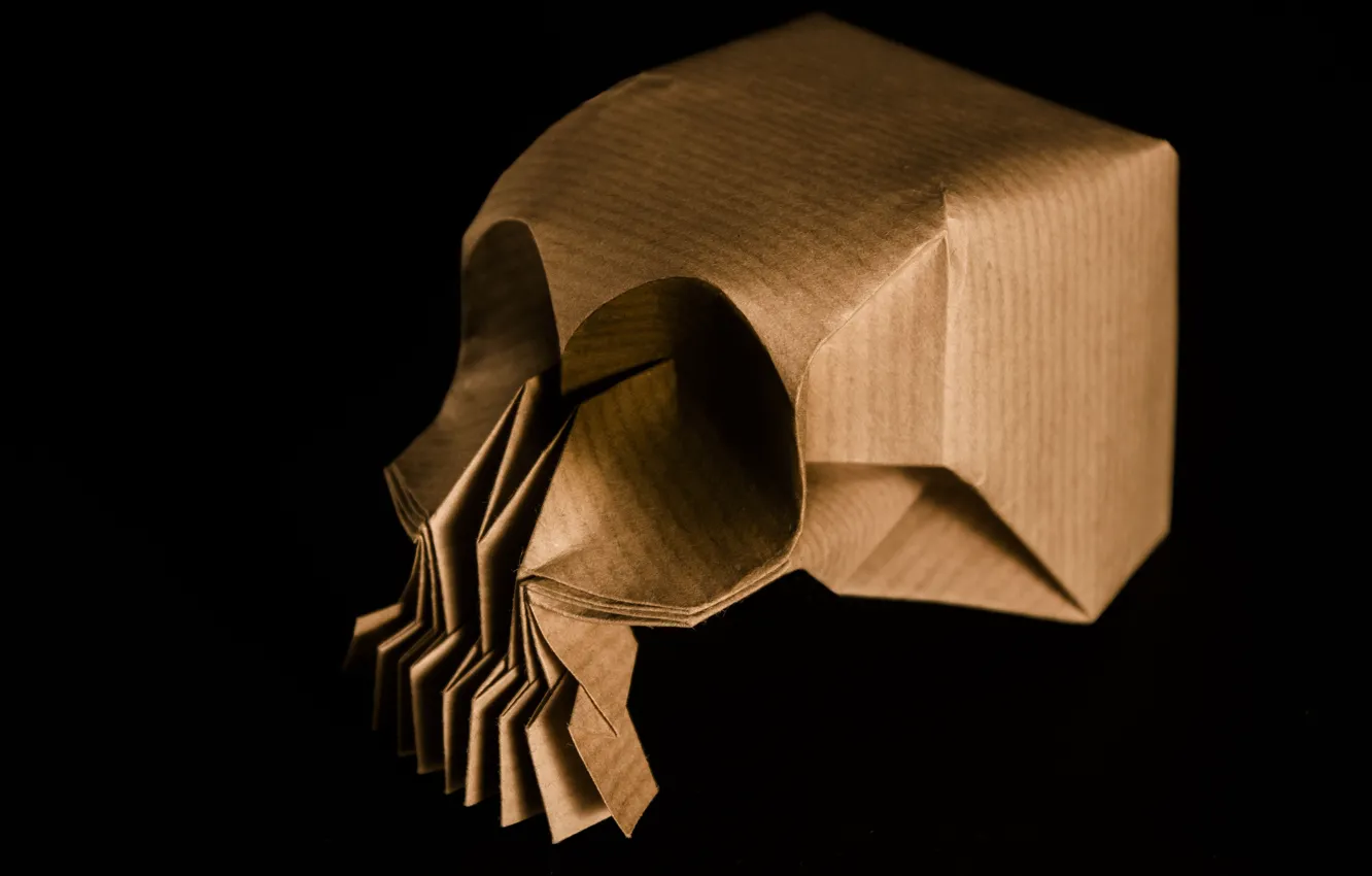 Photo wallpaper paper, background, skull, origami
