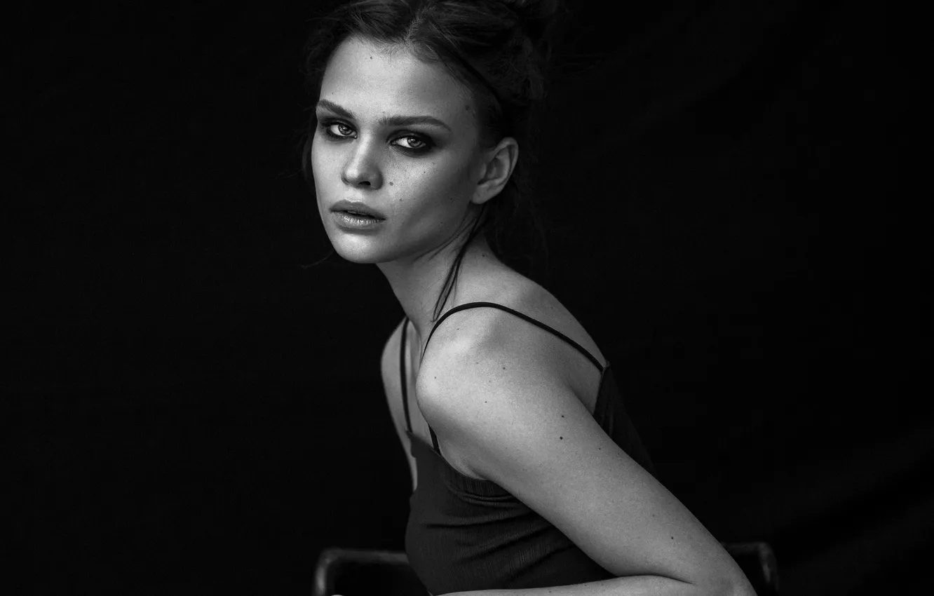 Photo wallpaper black and white, Dasha, Ivan Kovalev