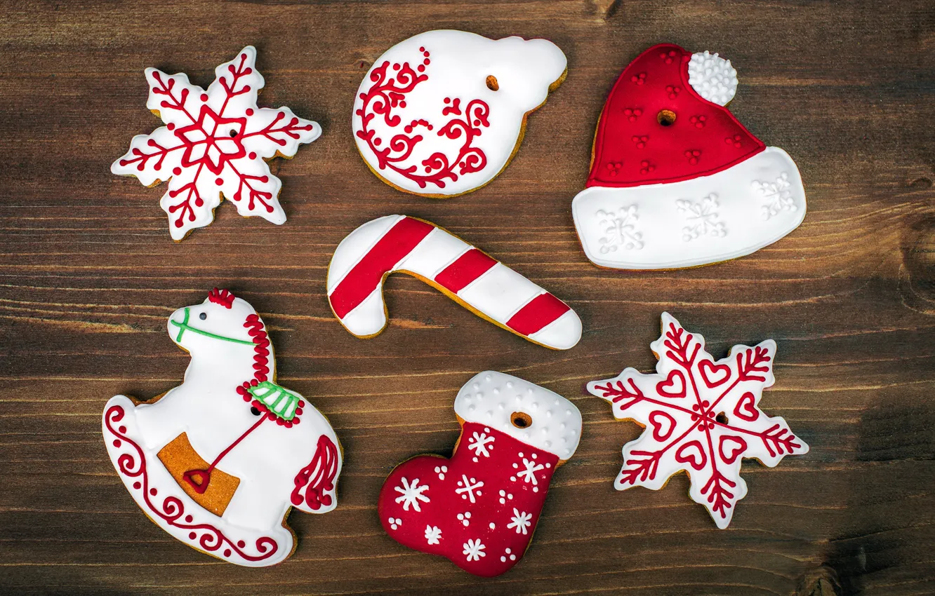 Photo wallpaper cookies, New year, Christmas, winter, cakes, glaze, cookies