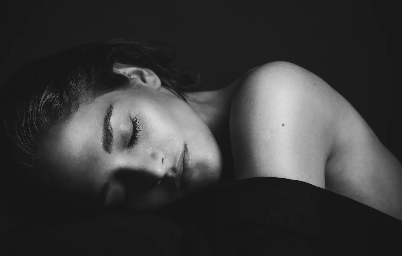 Photo wallpaper girl, model, portrait, black and white, Olga Gavrilova, Anna Savranskaya