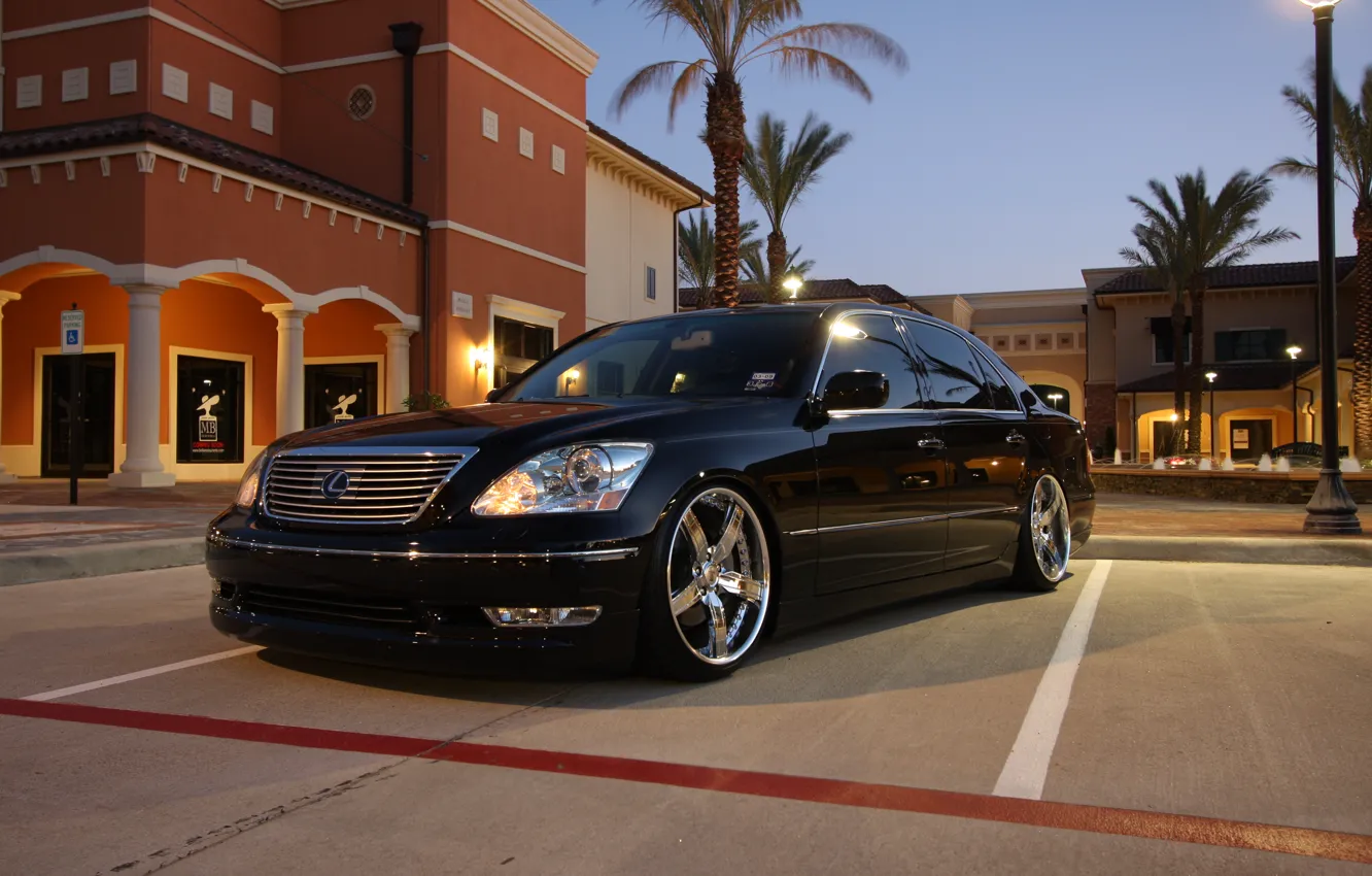 Photo wallpaper black, lights, Lexus, Lexus, sedan, drives, 430