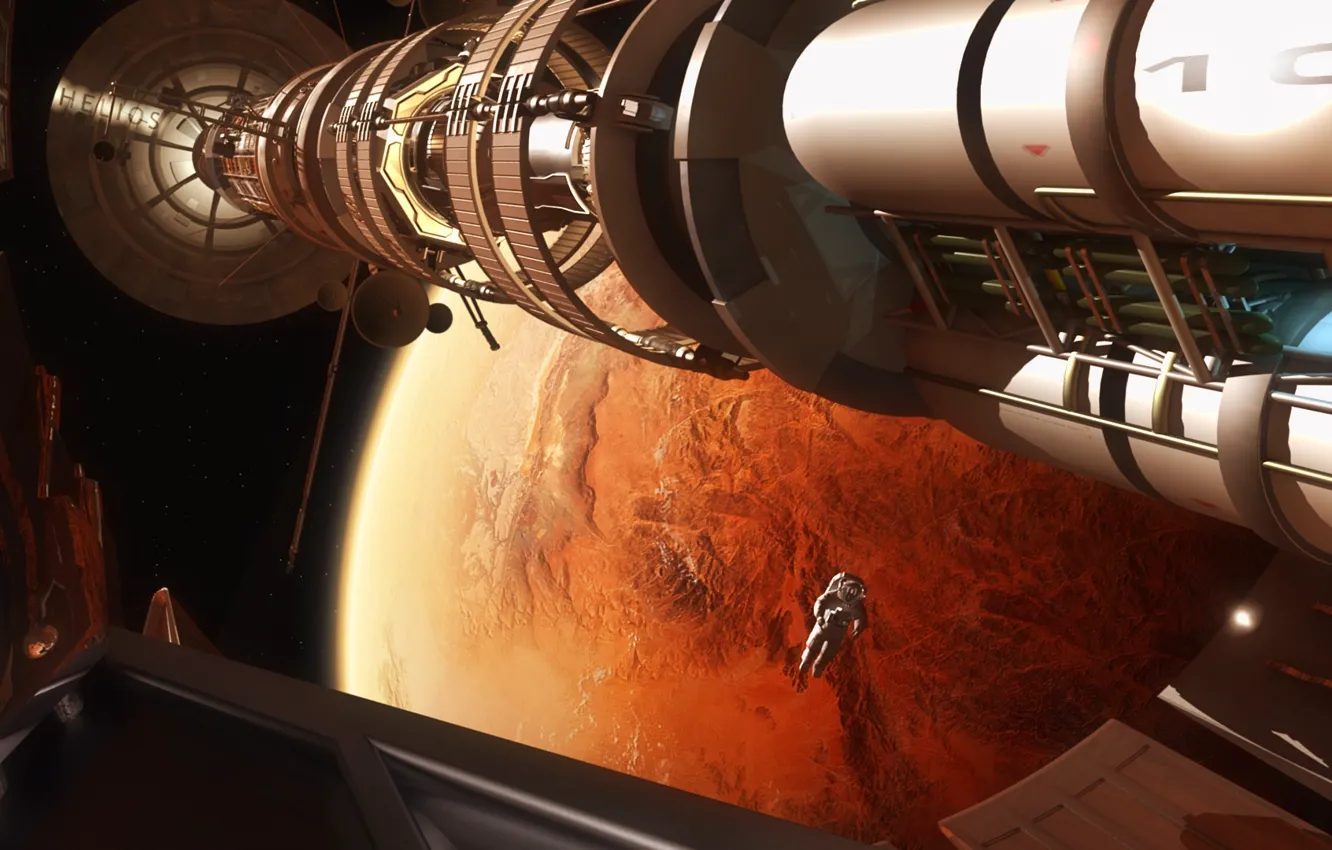 Photo wallpaper spaceships, astronaut, Transit