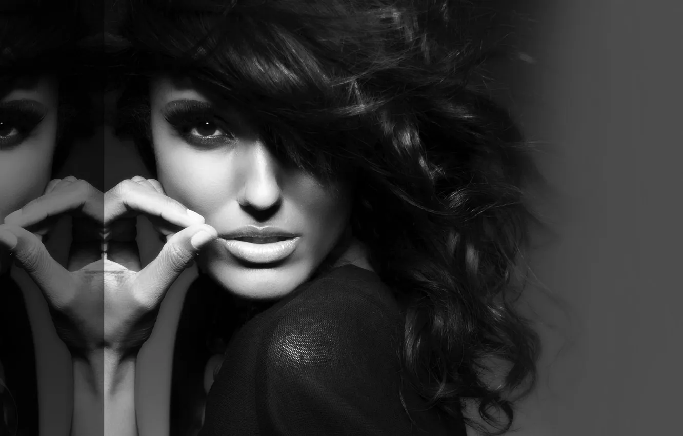 Photo wallpaper girl, reflection, hair