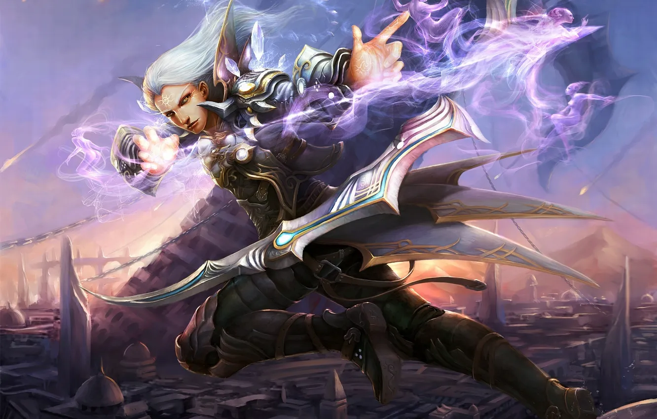 Photo wallpaper magic, armor, bow, male, arrows, redpeggy