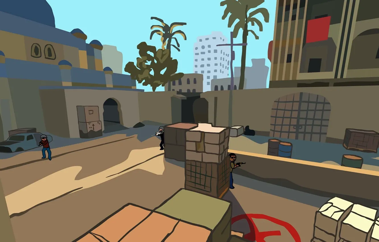 Photo wallpaper art, shooter, Counter Strike, online game in first person, de_dust2, bombplant