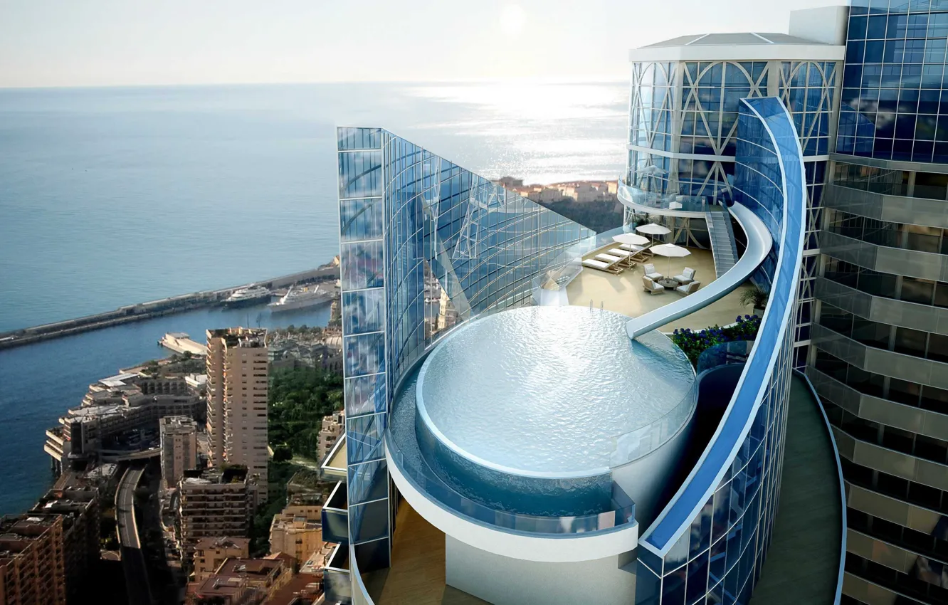 Photo wallpaper the city, design, home, pool, structure