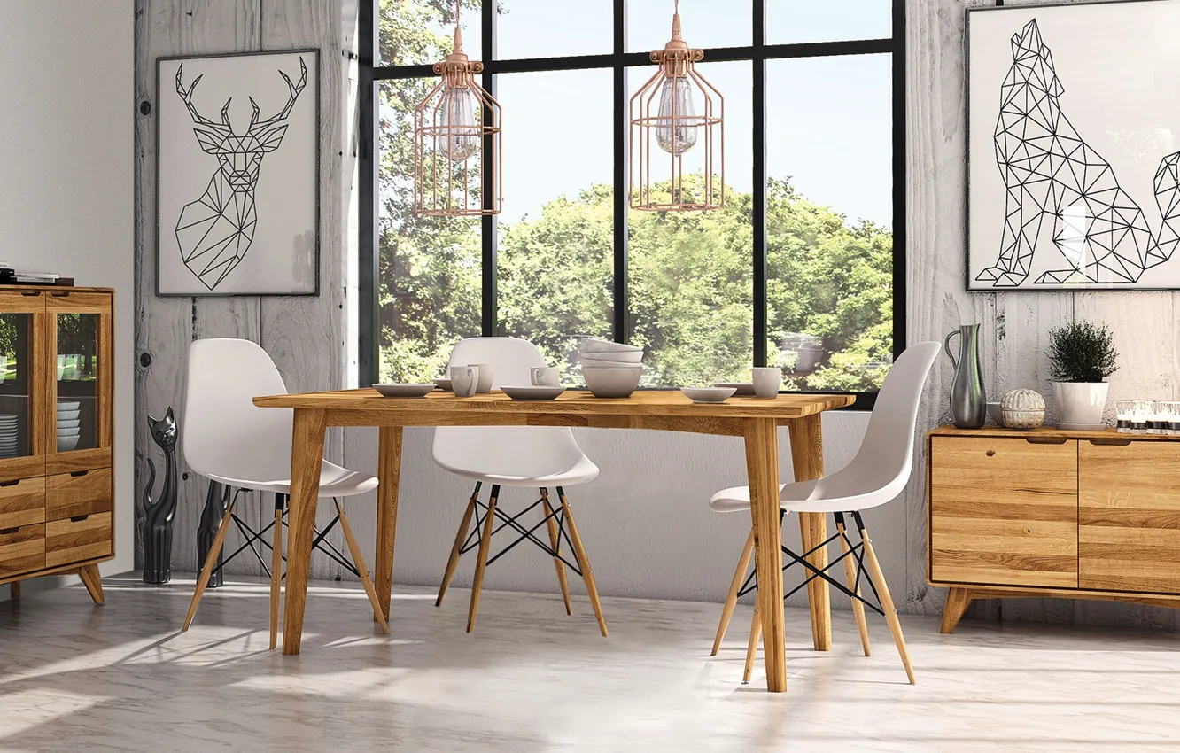Photo wallpaper design, style, room, interior, dining room