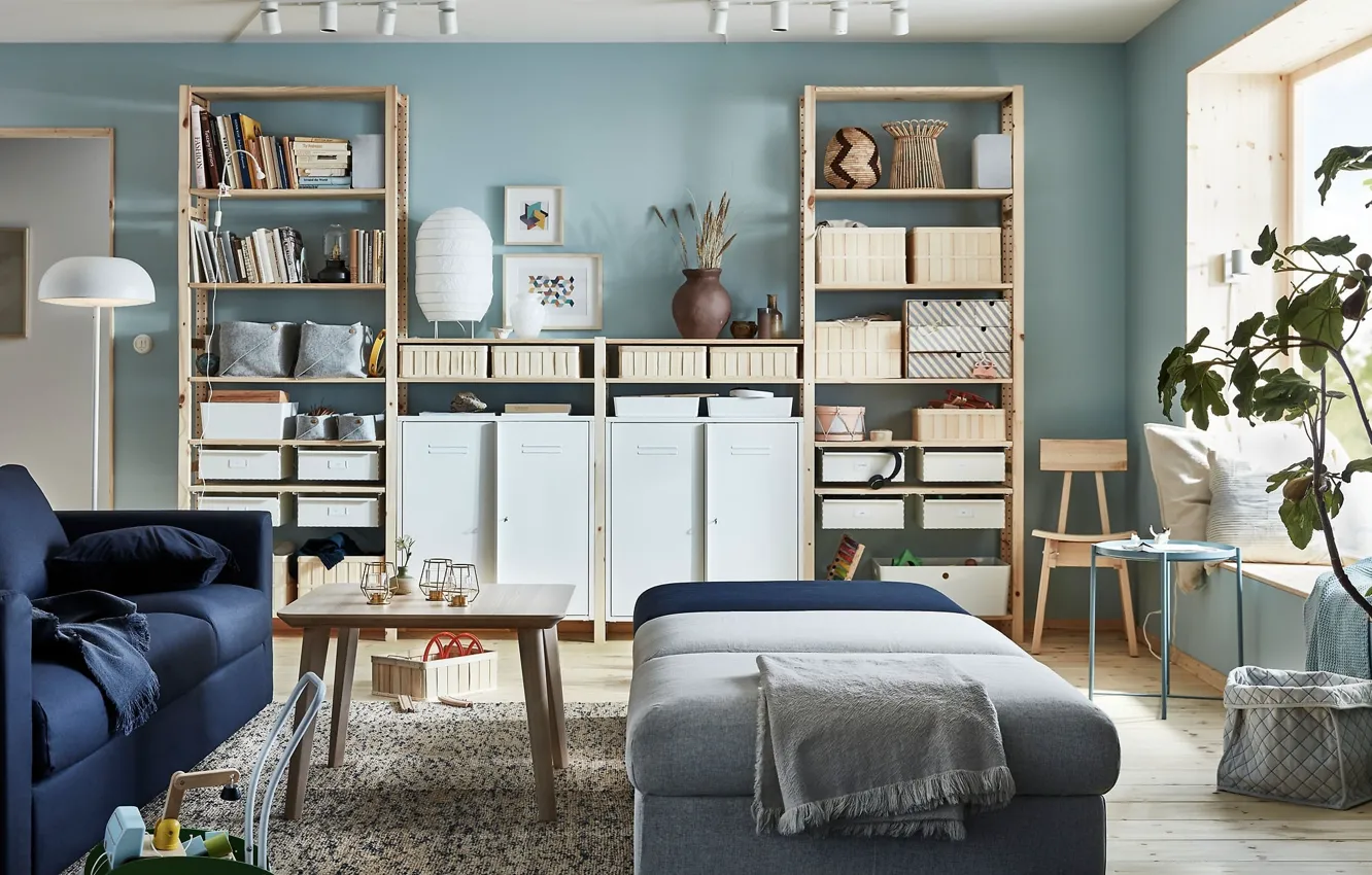 Photo wallpaper design, style, room, interior, living room, IKEA, IKEA idea decor, IKEA Decor