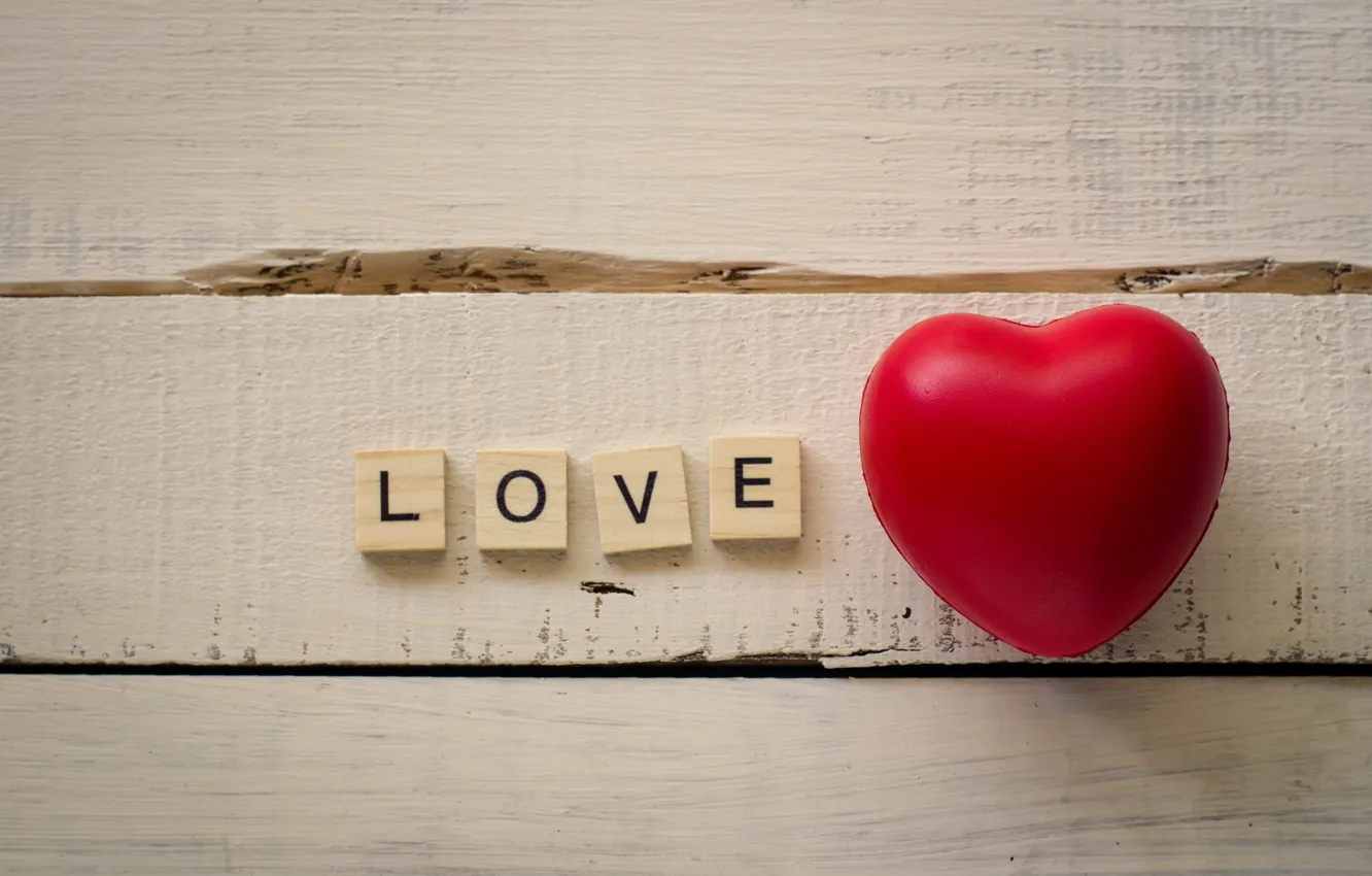 Photo wallpaper love, heart, red, love, heart, wood, romantic