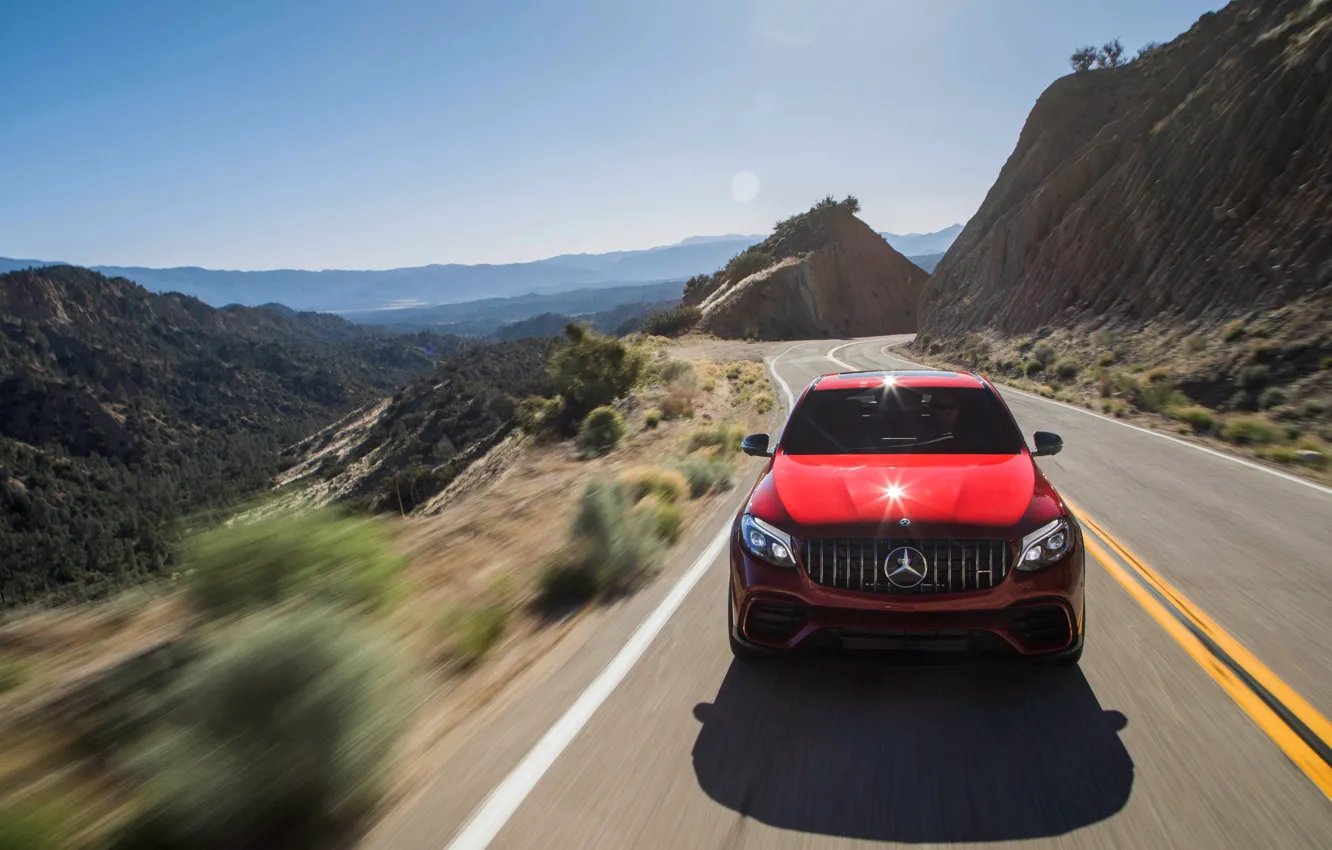 Photo wallpaper Mercedes-Benz, front view, AMG, Coupe, 2018, crossover, GLC, 63S