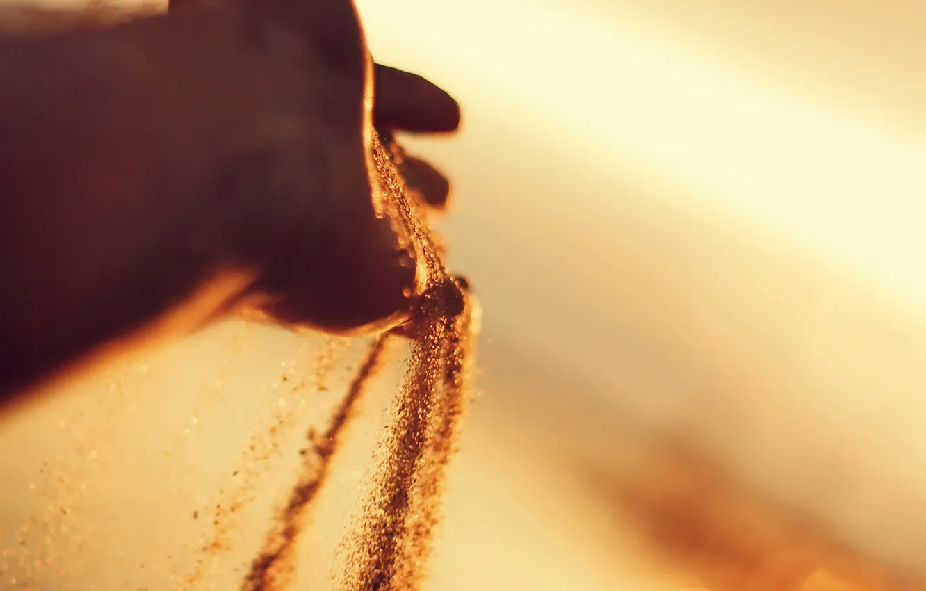 Photo wallpaper sand, time, hand