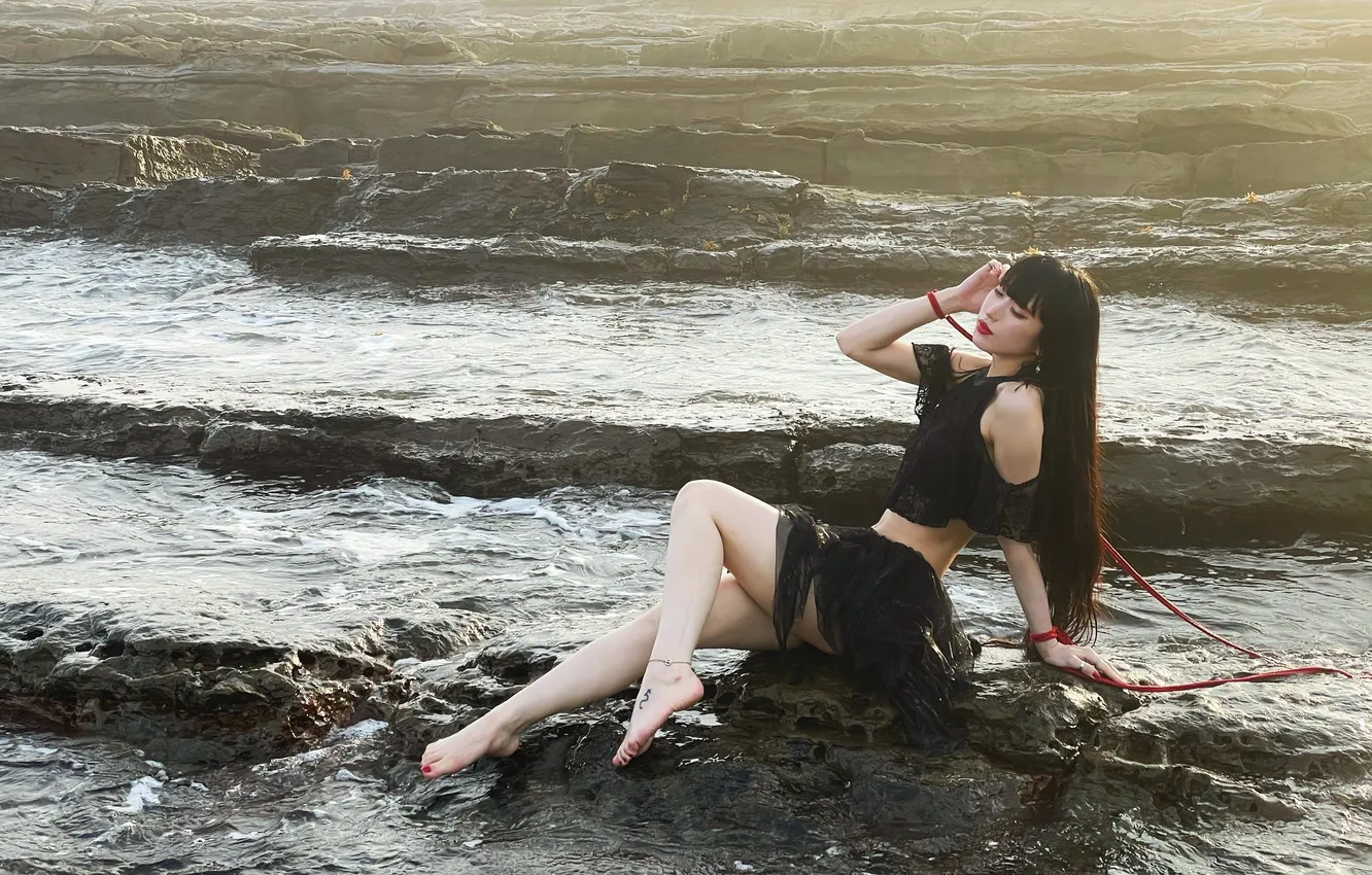 Photo wallpaper sexy, legs, woman, beautiful, model, asian, Tsukishiro Himari