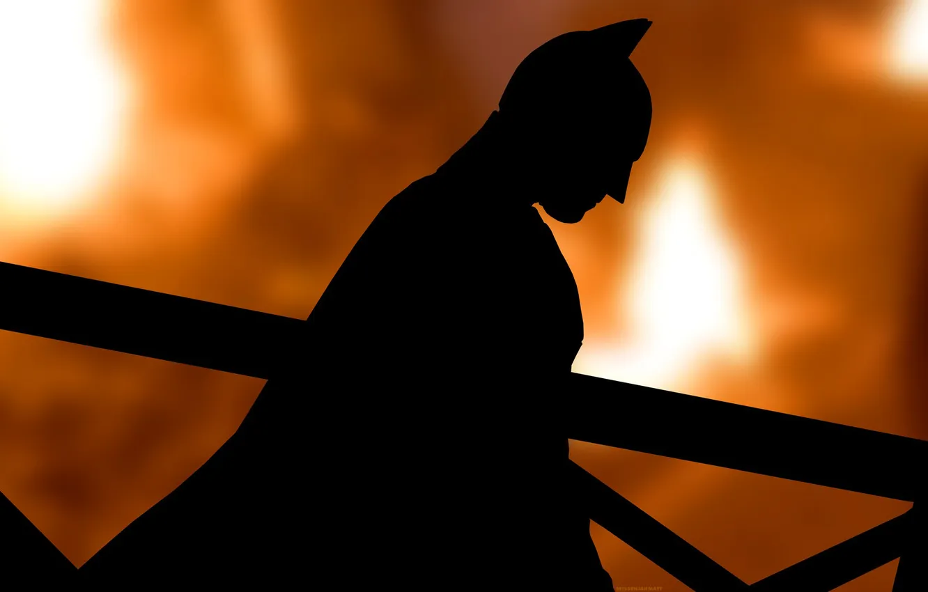 Photo wallpaper silhouette, mask, Batman, cloak, Batman