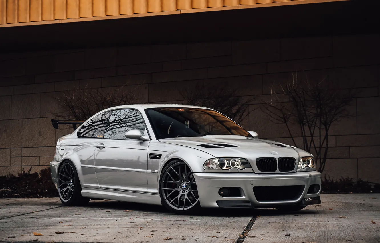 Photo wallpaper BMW, Front, grey, bmw m3, m3 e46