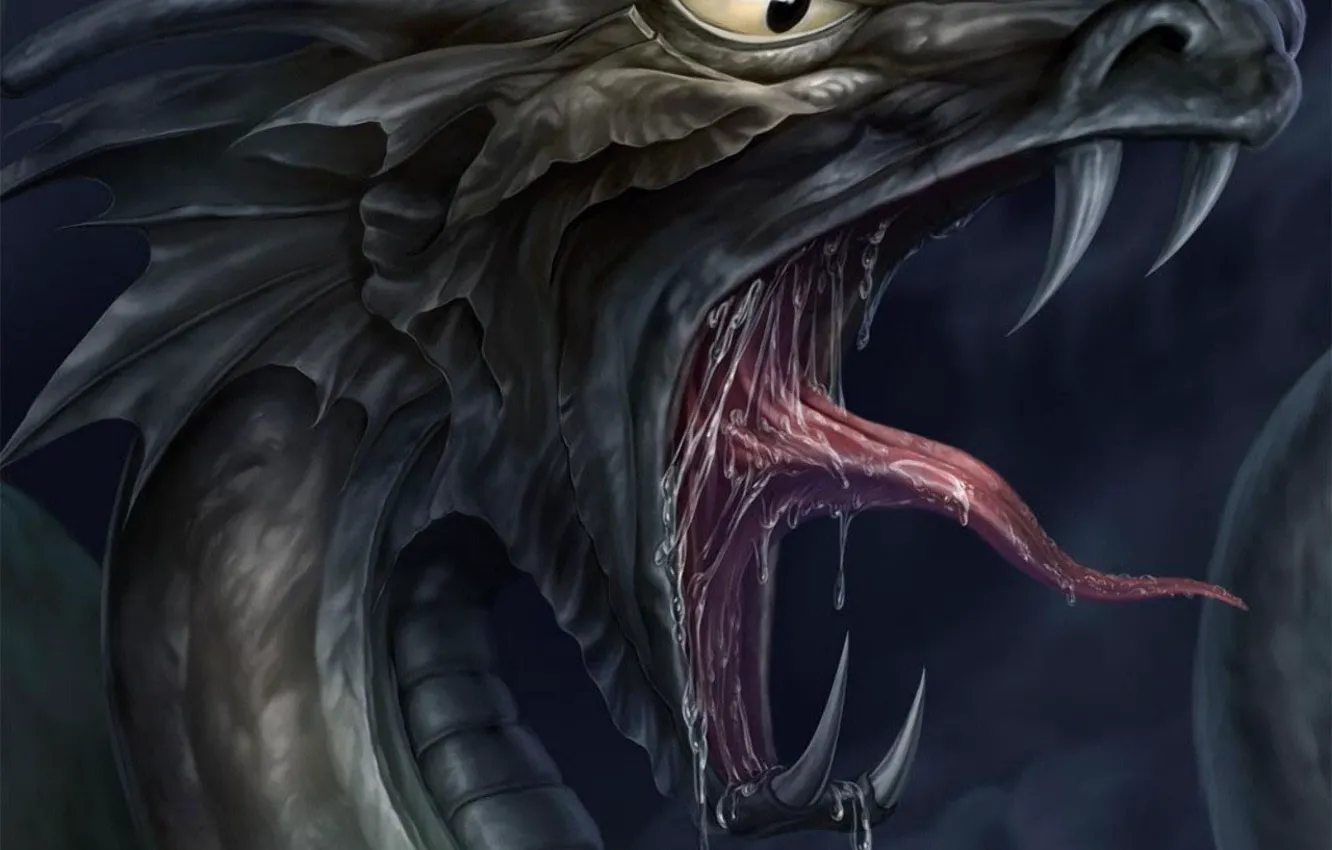 Photo wallpaper language, dragon, mouth