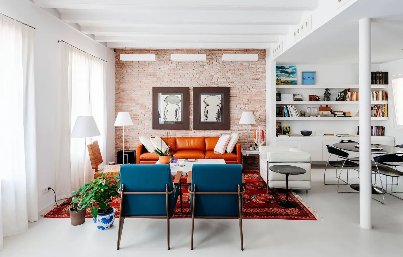 Photo wallpaper style, Barcelona, interior, Spain, Spain, dining room, living room, inspiring residence