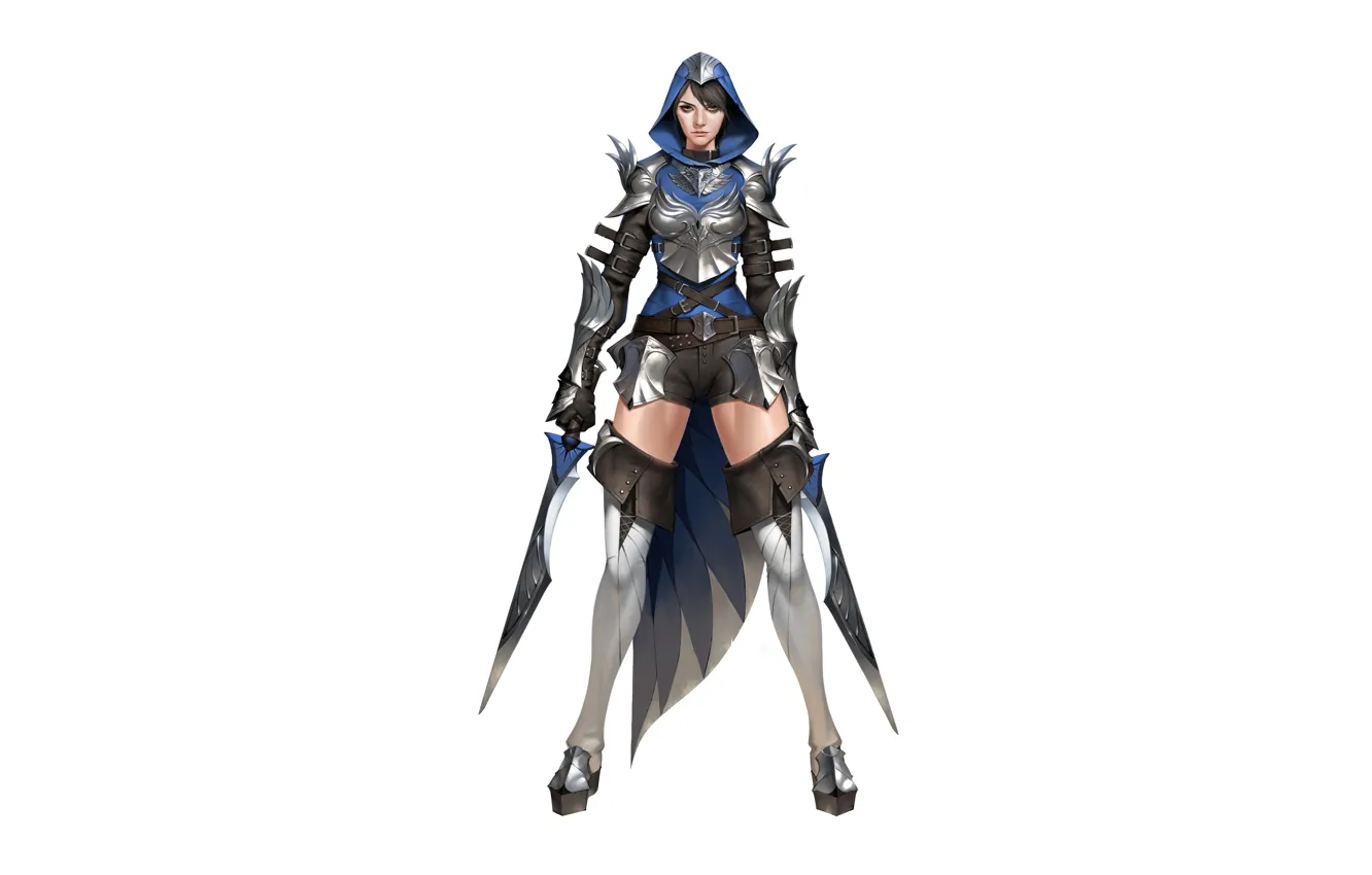 Photo wallpaper swords, Character, Illustration, Minimalism, ilsu jang, girl, assassin, fantasy