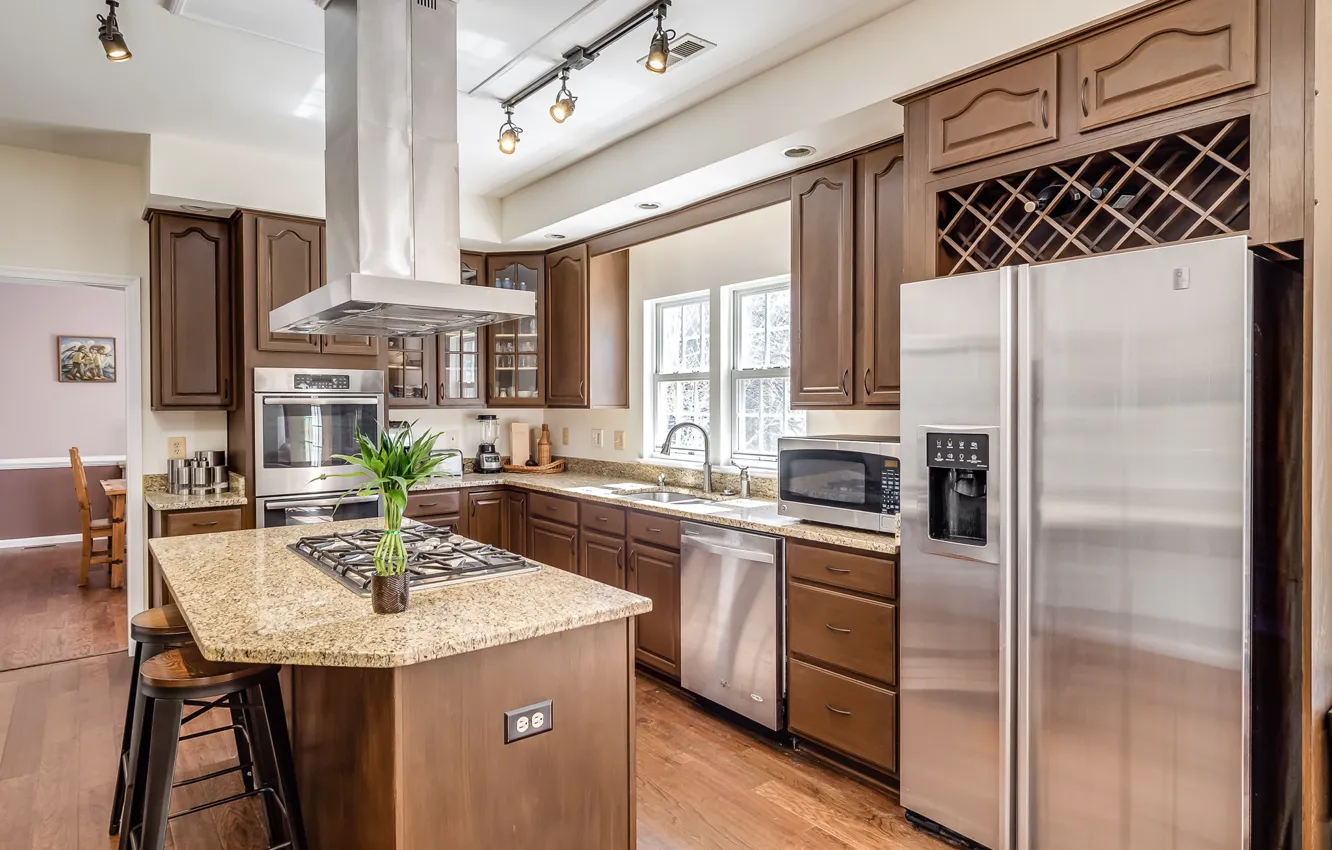 Photo wallpaper design, refrigerator, kitchen