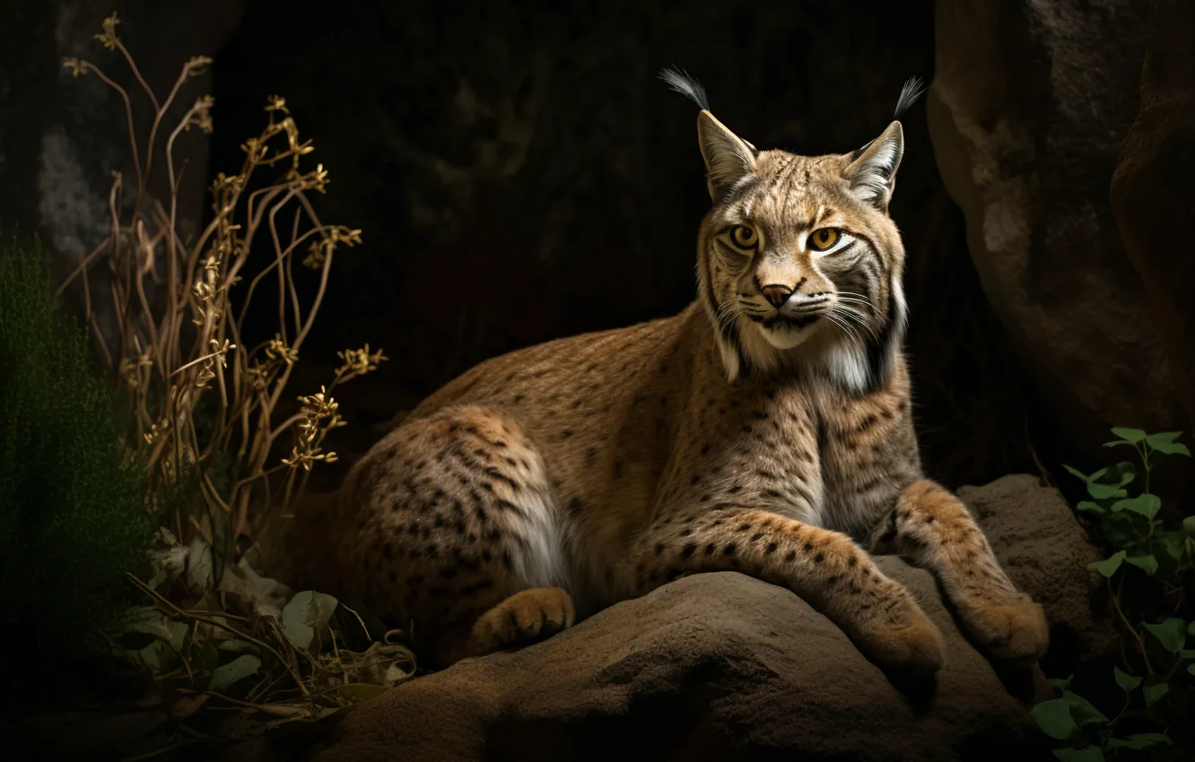 Photo wallpaper face, portrait, lynx, digital art, AI art, The Art of Artificial Intelligence, neural network