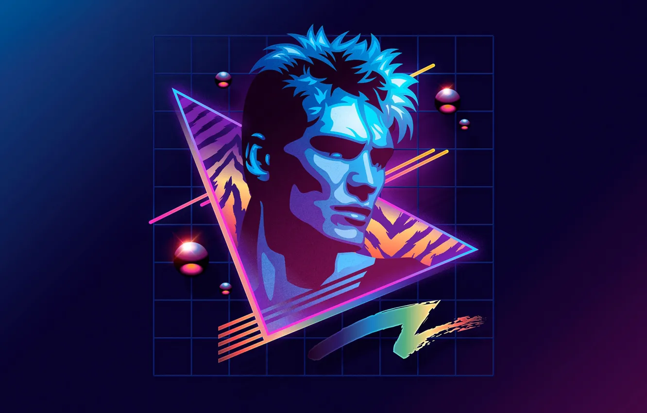 Photo wallpaper neon, 80s, Neon, Dolph Lundgren, Dolph Lundgren, 80s neon style