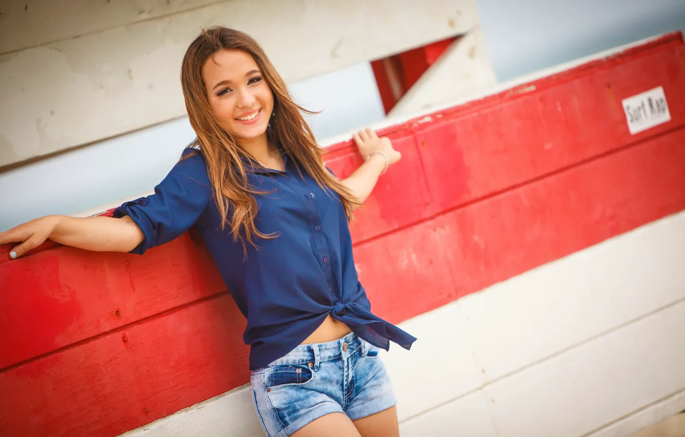 Photo wallpaper smiling, Nice girl, summer breeze