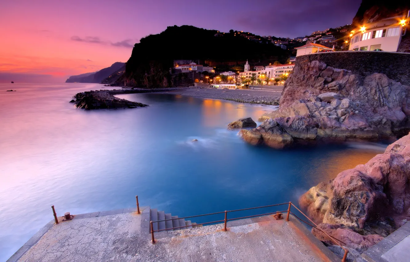 Photo wallpaper water, The city, pier, Portugal, Ponta Do Sol, Madeira Island Portugal