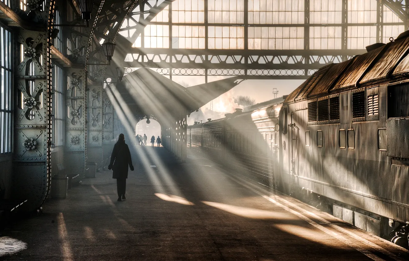 Photo wallpaper train, Saint Petersburg, Vitebsky railway station