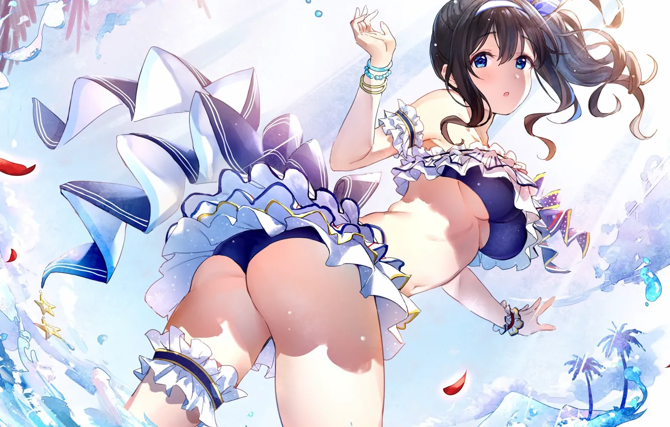 Photo wallpaper girl, sexy, lingerie, ass, bra, cleavage, blouse, panties