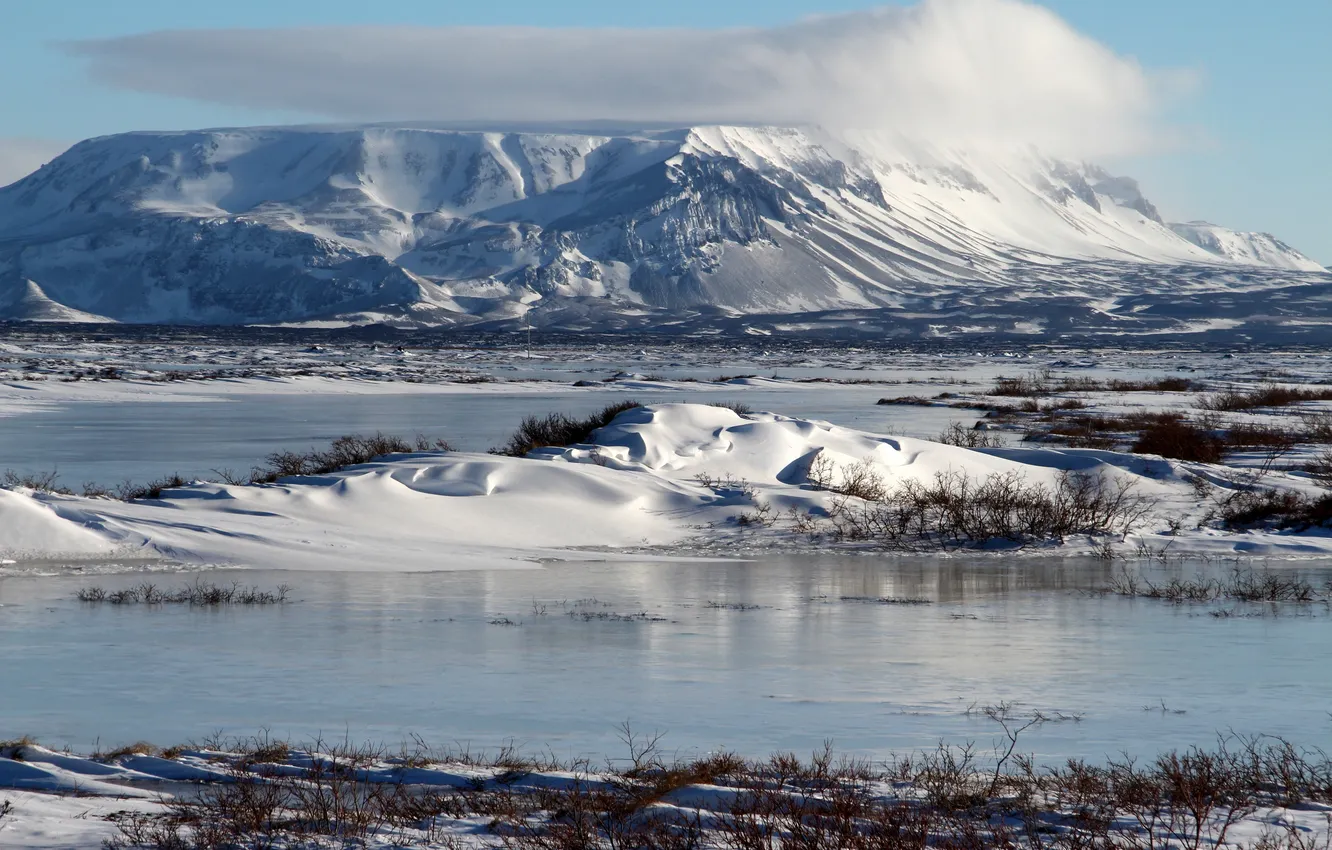 Photo wallpaper snow, landscape, mountains, nature, Iceland, Blafjall