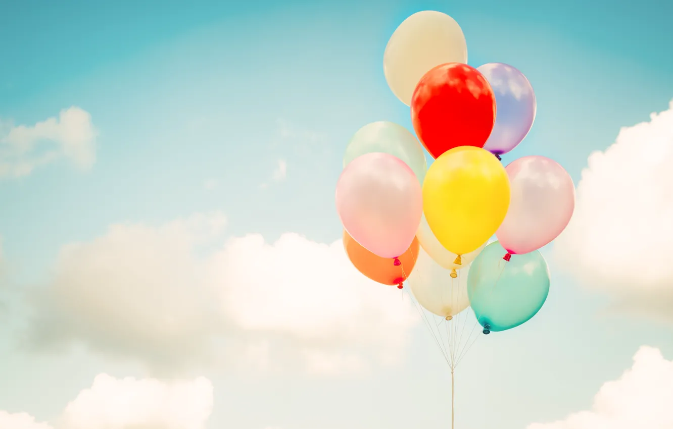 Photo wallpaper the sky, balls, holiday, blue, colored