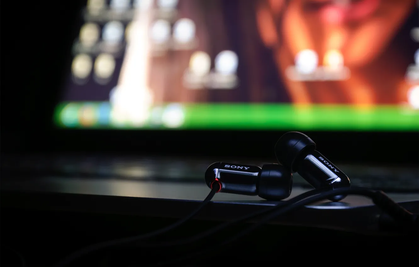 Photo wallpaper green, Desktop, light, Sony, photography, headphones, wallpapers, laptop