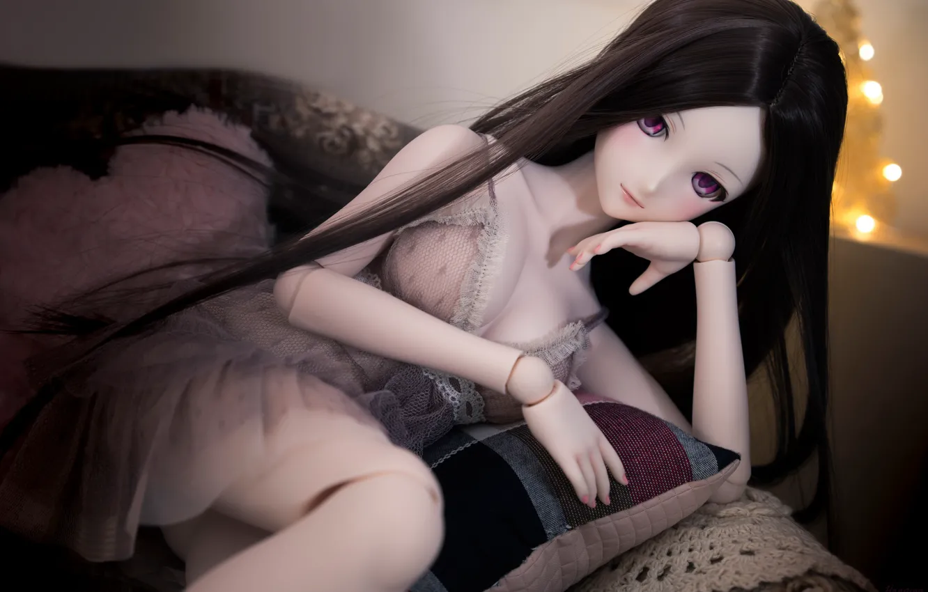 Photo wallpaper girl, hair, toy, doll