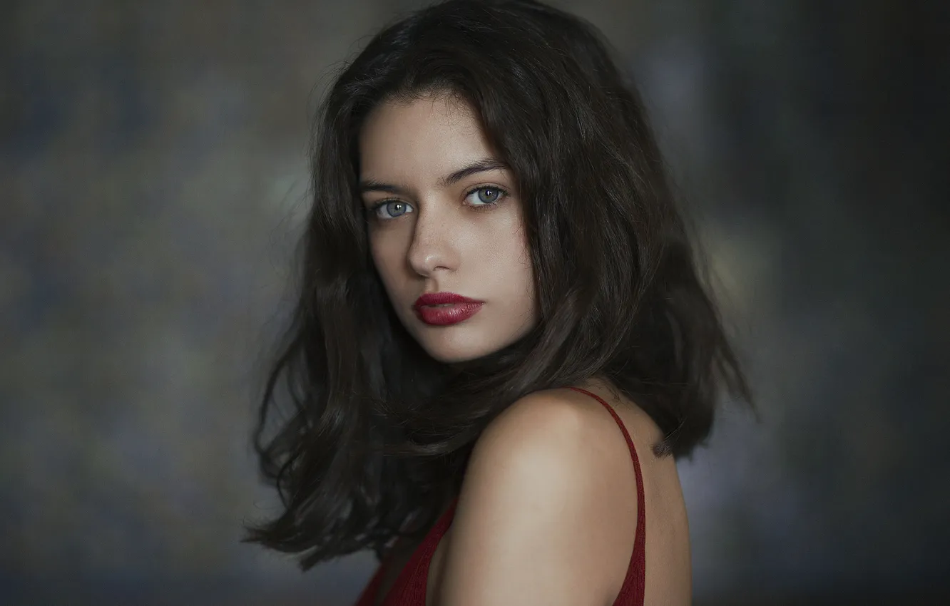 Photo wallpaper look, brunette, face, background, model