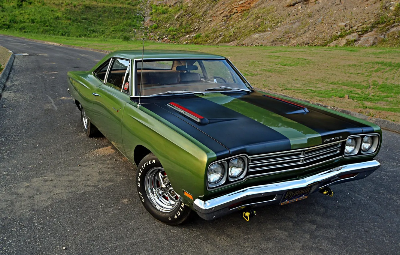 Photo wallpaper Muscle, Green, Plymouth, Road Runner, 383 Six Pack