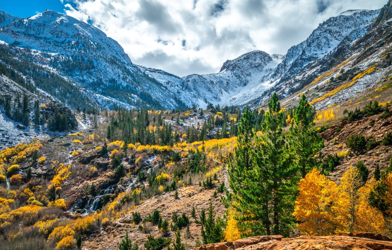 Photo wallpaper autumn, mountains, CA, USA