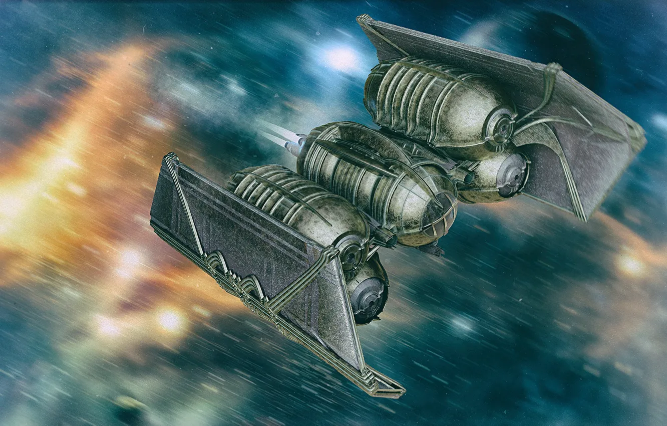 Photo wallpaper flight, flame, transport, camera, tie interdictor steampunk fantasy
