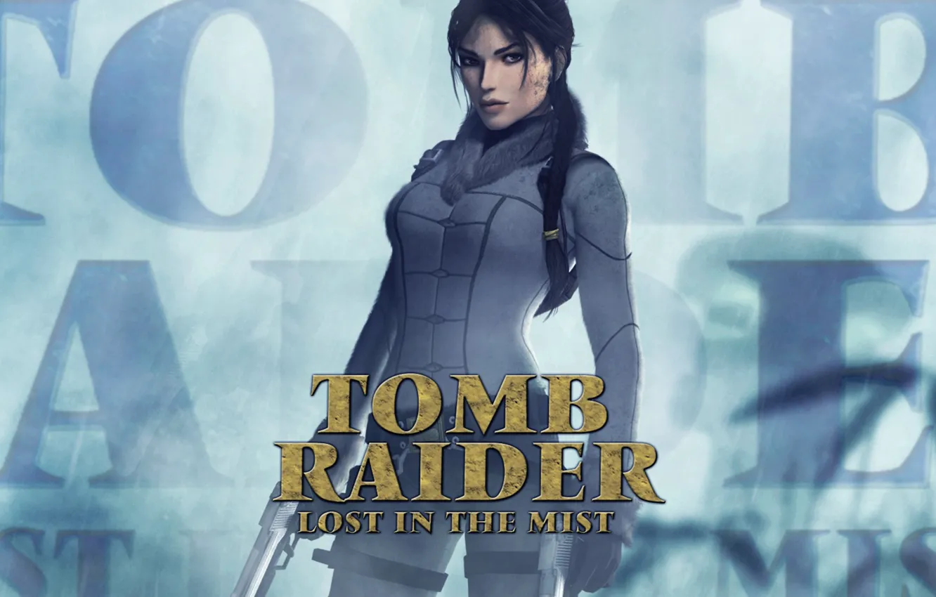 Photo wallpaper girl, fog, guns, lara croft, tomb raider, Tomb Raider: Lost in the Mist