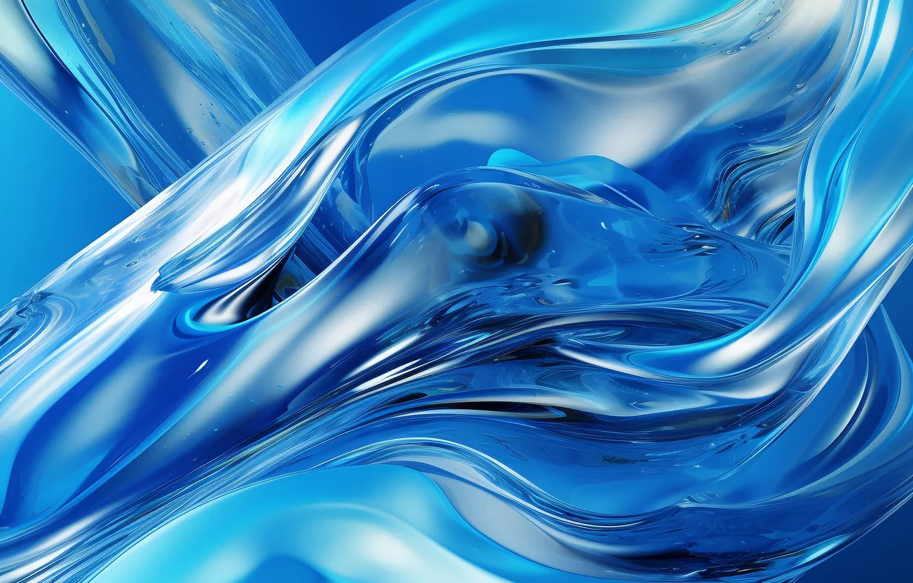 Photo wallpaper wave, water, line, blue, abstraction, Shine, metallic, blue background