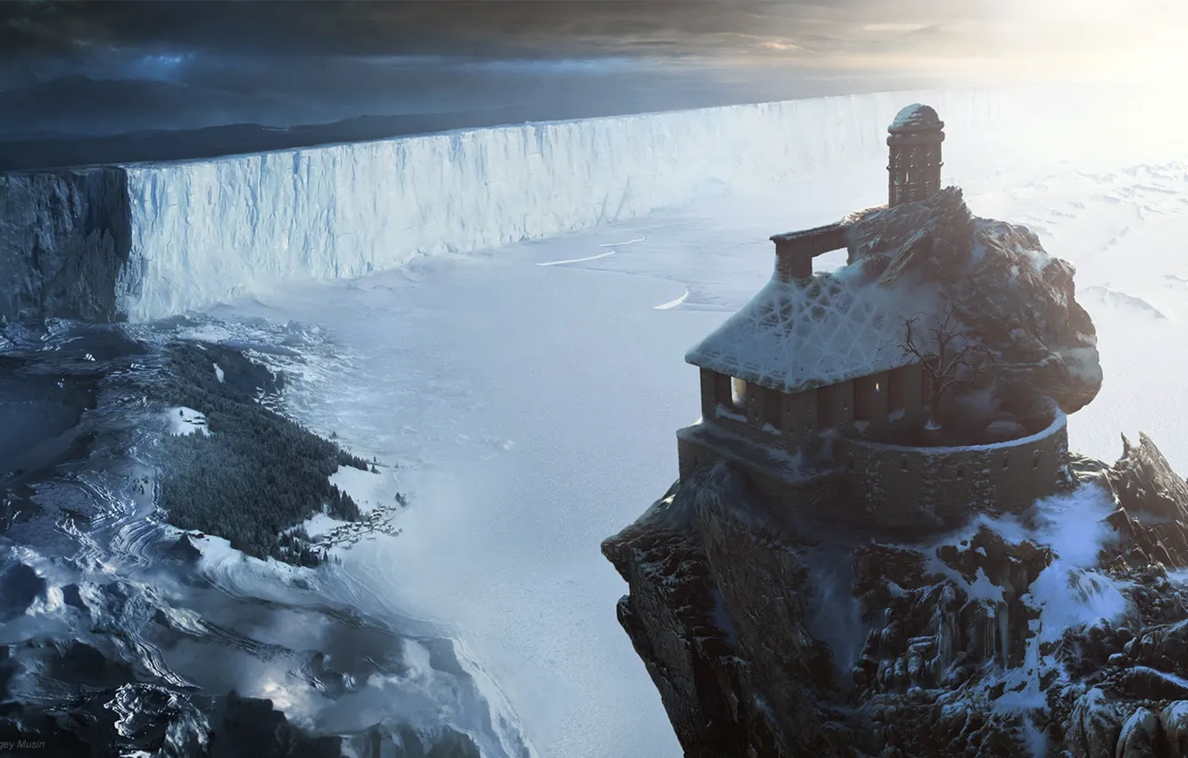 Photo wallpaper cold, snow, rock, house, art, Game of Throne, Sergey Musin