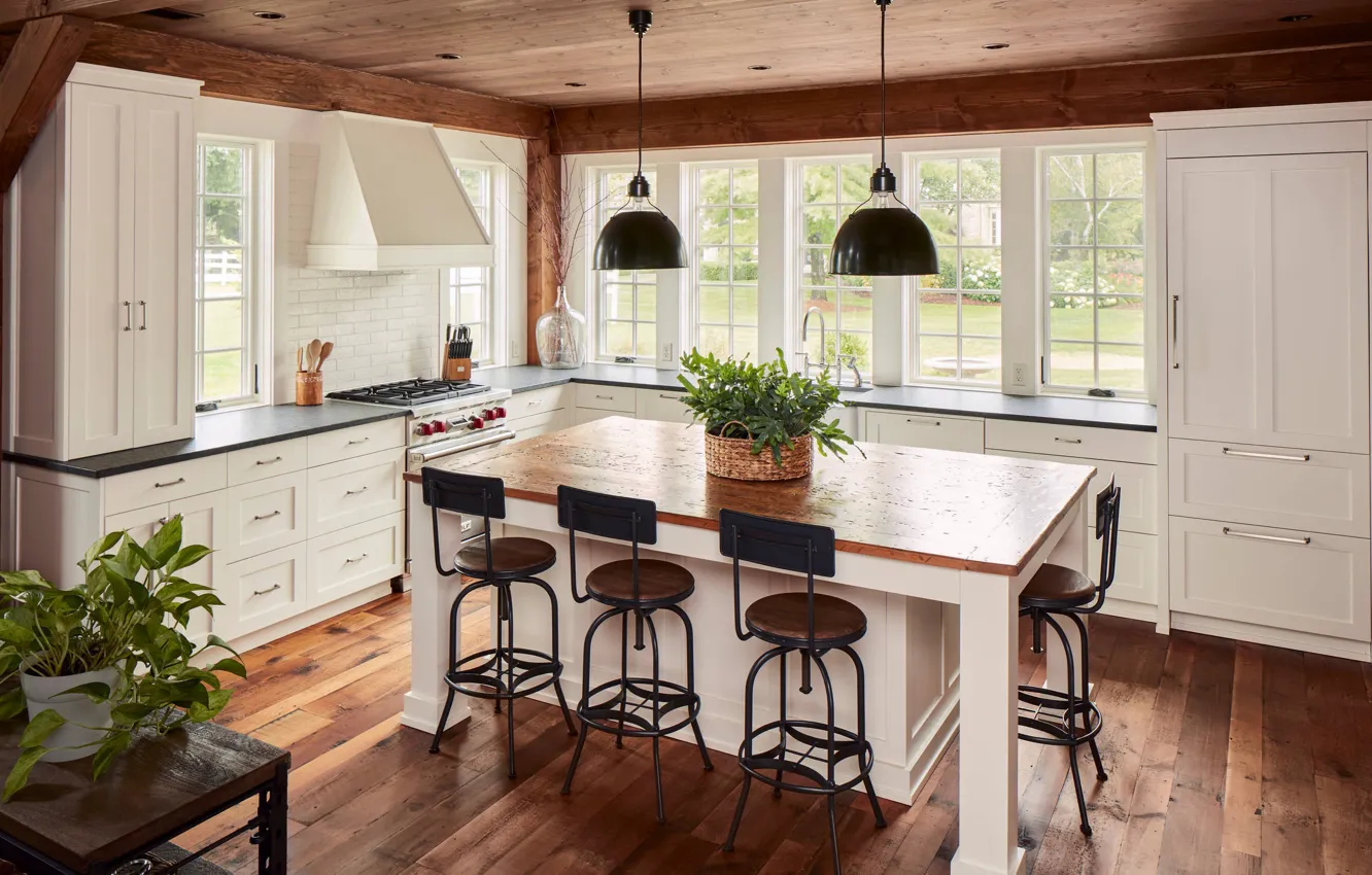 Photo wallpaper design, style, interior, hardwood floors, dining room, Milwaukee, Milwaukee, dining area