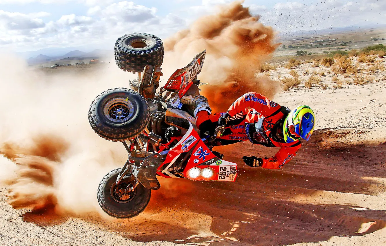 Photo wallpaper Sand, ATV, Moto, Rally, Dakar, Dakar, Rally, The time