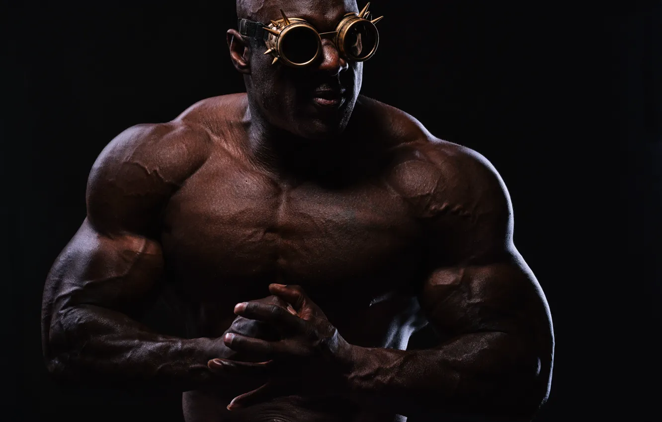 Photo wallpaper pose, body, glasses, male, muscle, bodybuilder