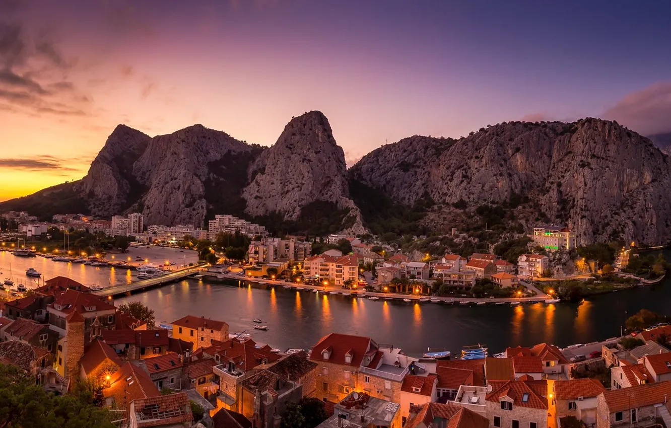 Photo wallpaper Croatia, Omis, Split-Dalmatia, Blue Panorama