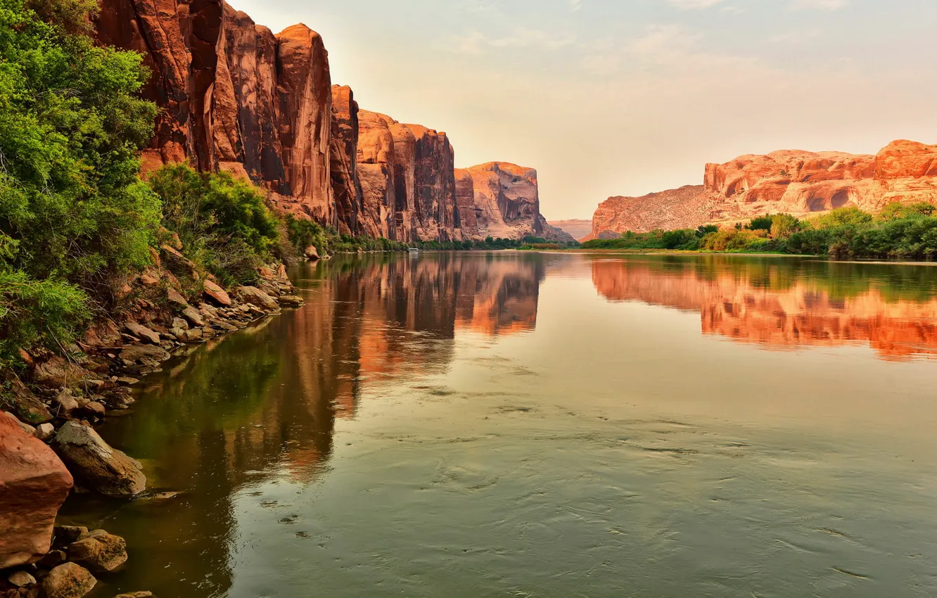 Photo wallpaper landscape, mountains, river