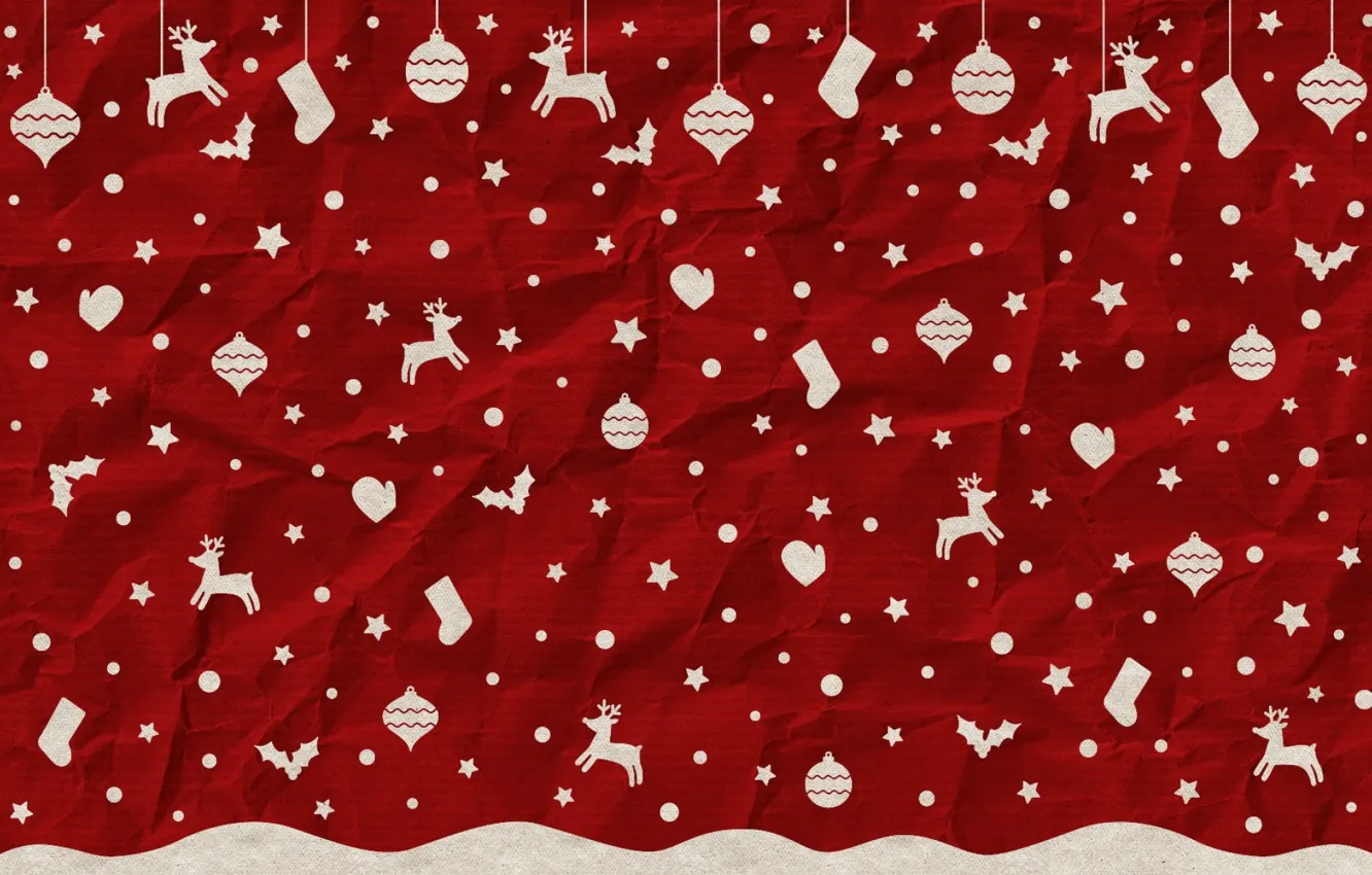 Photo wallpaper snow, red, toy, deer, boots