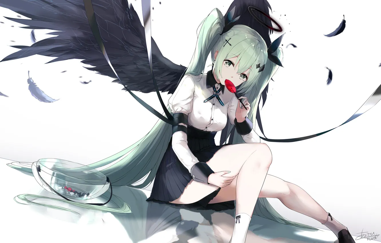 Photo wallpaper angel, lollipops, vocaloid, hatsune miku